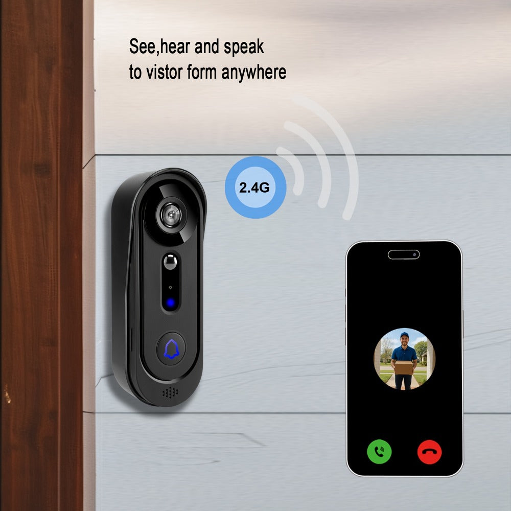 Video Doorbell Camera 1080P HD Wireless with Night Vision, Motion Detection, Two-Way Audio, Indoor Chime & Cloud Storage – 5200mAh Battery, 166° Wide Angle, 2.4GHz WiFi Smart Door Camera