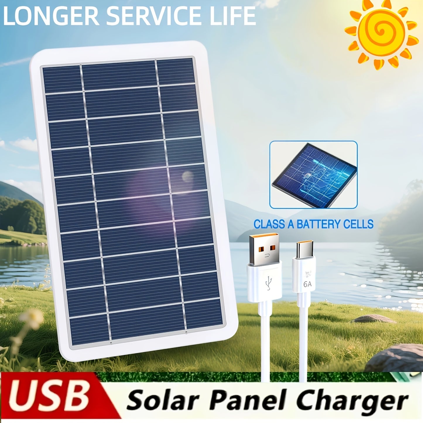 2pcs Set Solar Panel Phone Charger with USB Interface, Outdoor Flexible Photovoltaic Panel with Cable, Small Power Generation Board