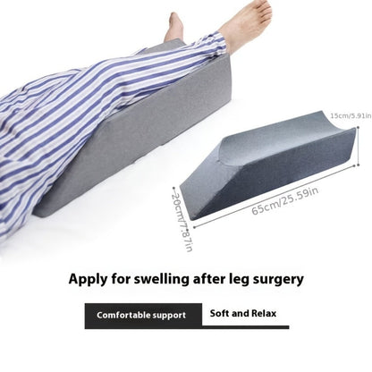 U-Shaped Leg Elevation Pillow, Wedge Leg Support Cushion for Bed Rest Recovery, Foot & Ankle Raise Pad, Flannel Cover 50x20x15cm for Post-Surgery Circulation Relief