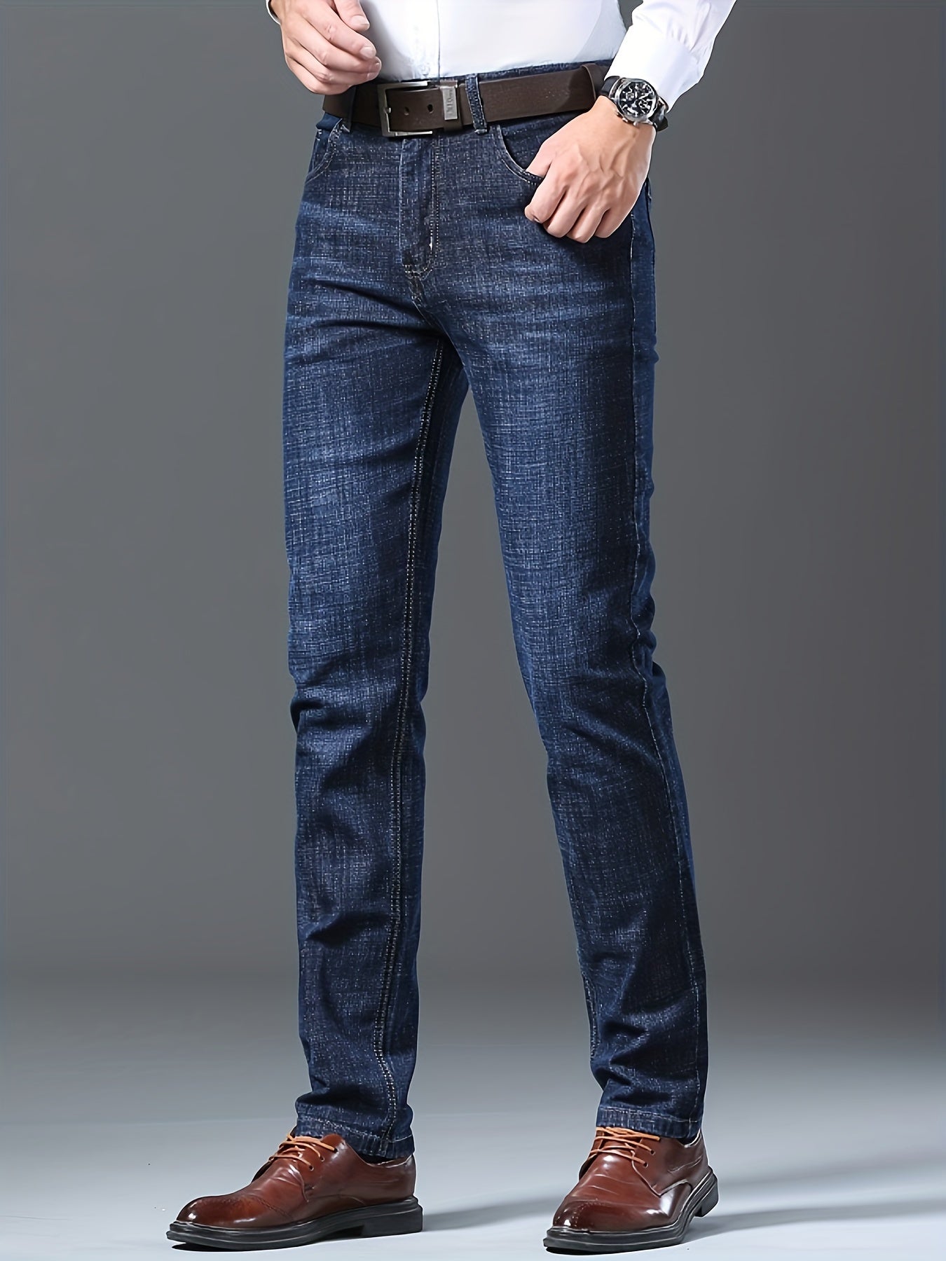 Men's Straight Leg Jeans - Vintage Wash Clean Finish Modern