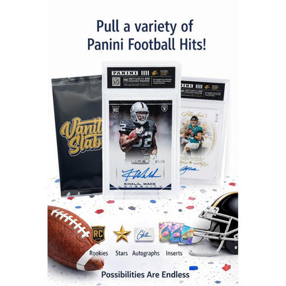 Football Card Mystery Slab | Panini Football Card Sealed in Vanity Slabs Display Case | Rookies Stars Inserts Parallels | Surprise Collector Gift for Football Fans & Kids