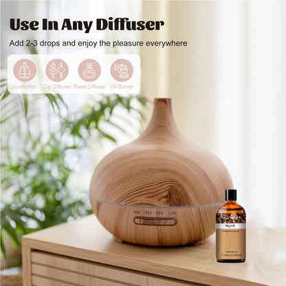 Myrrh Essential Oil 100ml – Pure Undiluted Therapeutic Grade Natural Oil for Diffuser, Humidifier, Candle Making & Skincare | Long-Lasting Aroma, No Additives