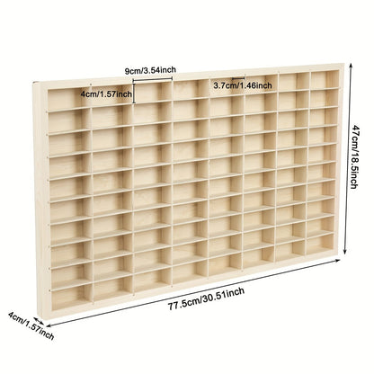 Diecast Car Display Case 80-Slot Wall Mounted Wood 1:64 Scale No-Drill Car Model Organizer Showcase for Hot Wheels Matchbox Alloy Diecast Cars Living Room Bedroom Garage Decor Collectors Wall Storage