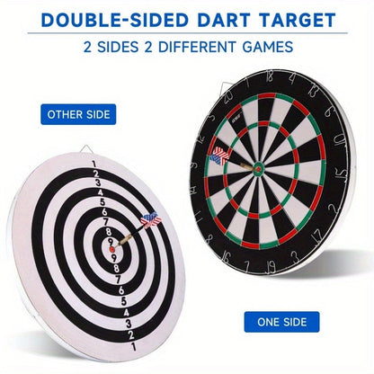 18 Inch Professional Sisal Bristle Dartboard Set | Regulation Size Steel Tip Dartboard with 6 Steel Darts | High-Density Double-Sided Board for Training Competition Game Night Christmas Gift