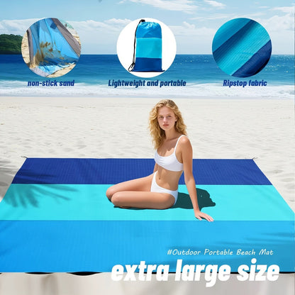 Sandproof Beach Blanket Oversized 55"x78" – Lightweight Waterproof Large Mat for Adults, Travel Camping Hiking Picnic Outdoor Beach Towel
