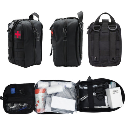 247pcs IFAK Trauma First Aid Kit with CAT Tourniquet and MOLLE Medical Backpack, Fully Stocked Bleeding Control Wound Care Splinting Airway Management Kit for EMT Military Camping Travel Home FSA HSA