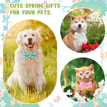 Dog Bow Ties 60-Pack Detachable Collar Charm Attachment – Seasonal Spring Puppy Bows Bulk Grooming Accessories for Small Medium Large Dogs & Cats, Pet Costume Collar Decoration Set