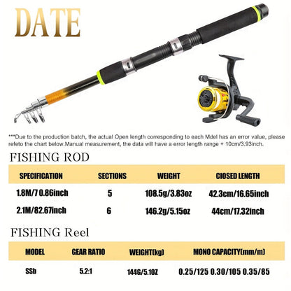 Baitcasting Rod and Reel Combo Set – Medium-Fast Action Telescopic Fishing Rod with Line, Lures, Accessories Box & Carry Bag, Ambidextrous Design for Beginners