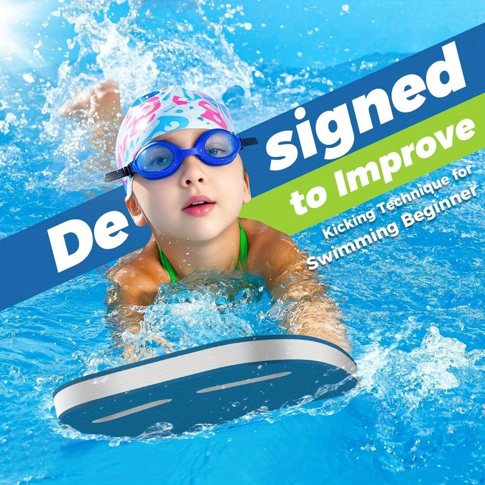 Kids Swimming Kickboard – Cute Dinosaur Cartoon Design, Blue Buoyant Foam Pool Training Aid for Toddlers Children, Stroke Development Water Safety Swim Board