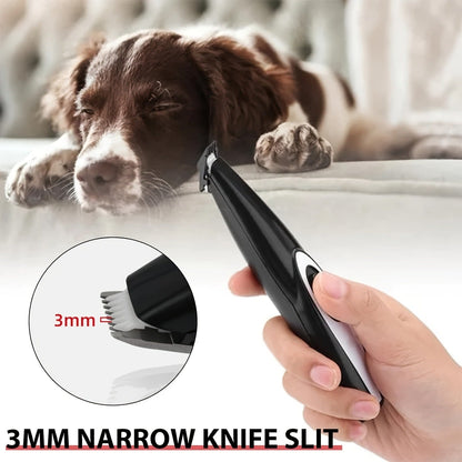 Pet Detail Trimmer Cordless USB Rechargeable - Ceramic Blade Precision Clipper for Dogs Cats Face Paws Ears Eyes Tail, Quiet Low Noise Mini Grooming Tool for Small Areas, Includes Brush & Lubricant