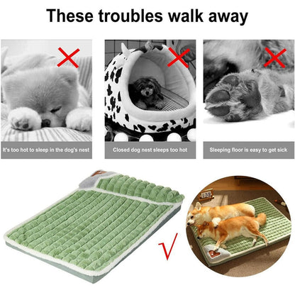 Thickened Dog Bed & Cat Bed Mat with Pillow – Anti-Slip, Machine Washable, Detachable Crate Mat for All Dogs & Cats, L & XL