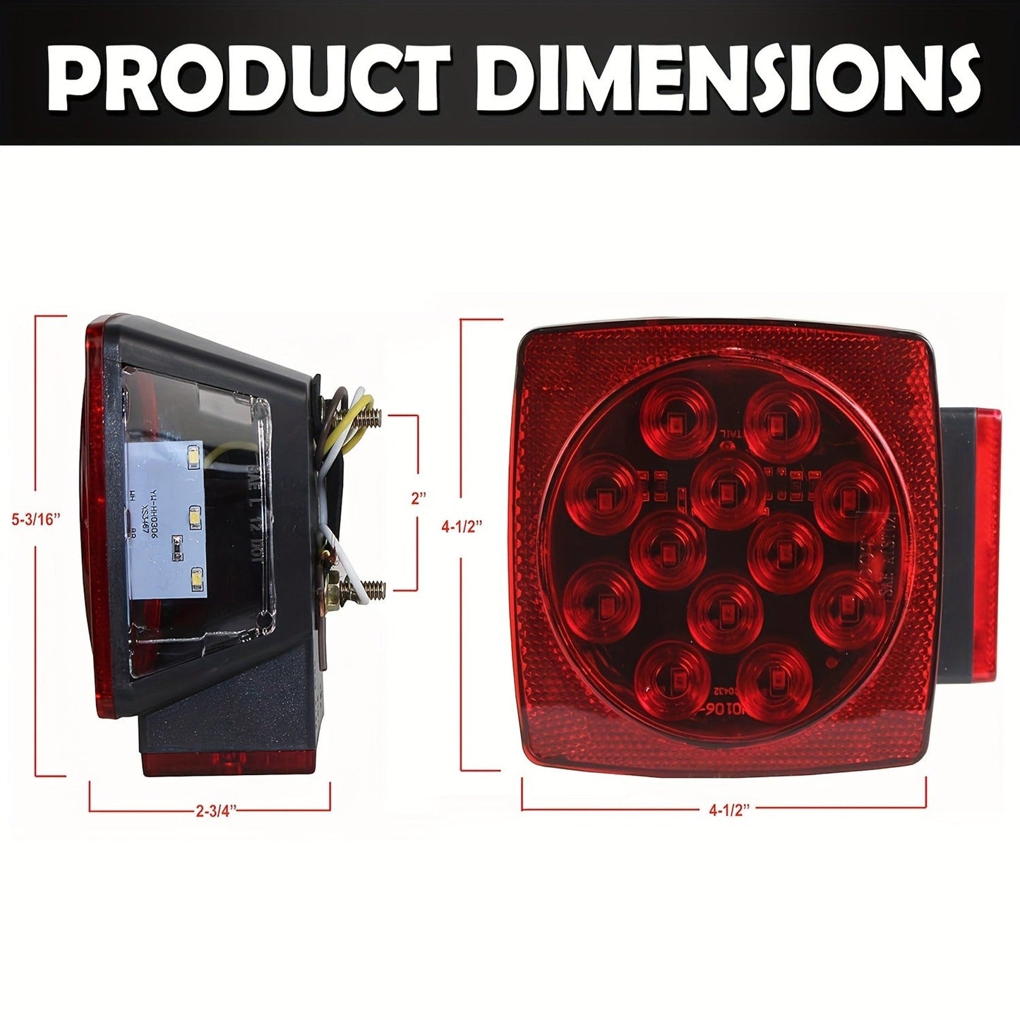 LED Trailer Light Kit 12V Submersible – Utility Trailer Lights for Boat, RV & Truck Under 80", Complete Wiring Harness, License Plate Bracket, Corrosion-Resistant Tail & Turn Signal Lights