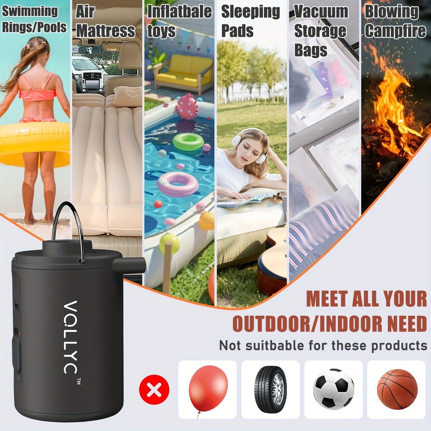 Portable Electric Air Pump USB Rechargeable 800mAh
