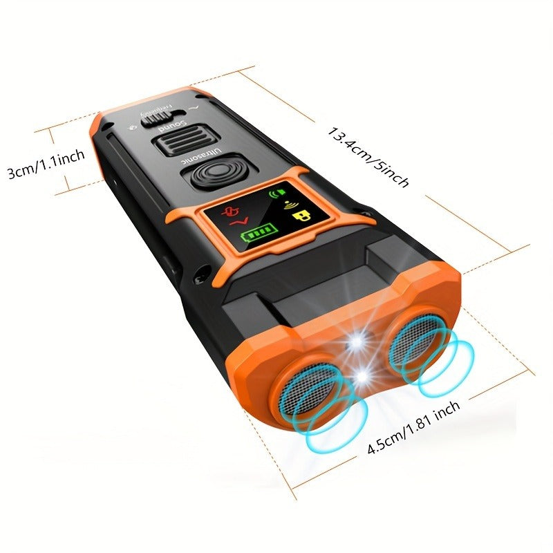 Ultrasonic Dog Repeller & Anti-Barking Device - Portable Handheld Bark Deterrent with LED Light, Soundwave Technology, Safe for Dogs & Humans, One Size Fits All Breeds