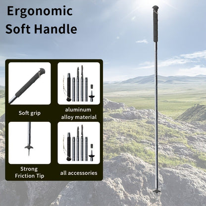 7-in-1 Tactical Hiking Staff – Adjustable Aluminum Alloy Mountaineering Stick with Compass, Fire Starter, Saw, Screwdriver & Pliers – Multi-Tool Walking Pole for Hiking, Climbing & Camping