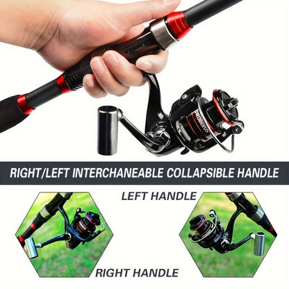 Carbon Fiber Fishing Rod & Spinning Reel Combo – Ultralight Fast Action Rod with Long Cast Spinning Wheel, Complete Sea Fishing Tackle Set for Saltwater & Freshwater, Available in Red & Grey