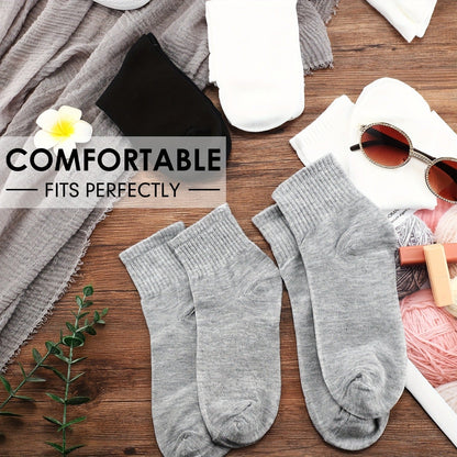Bulk Moisture-Wicking Ankle Socks 100 Pairs Unisex Men Women Casual Sports Gym Socks Black White Gray One Size Fits Most