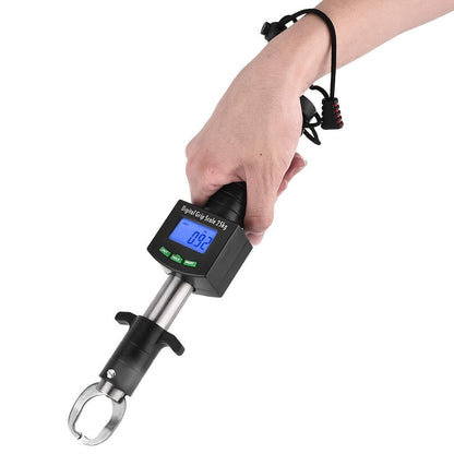 Digital Fishing Scale 25kg/55lb with Tape Measure - Portable Electronic Fish Weight Scale with LCD Display, Fish Mouth Clip & Stainless Steel Hook - Battery Included, Accuracy ±0.1kg