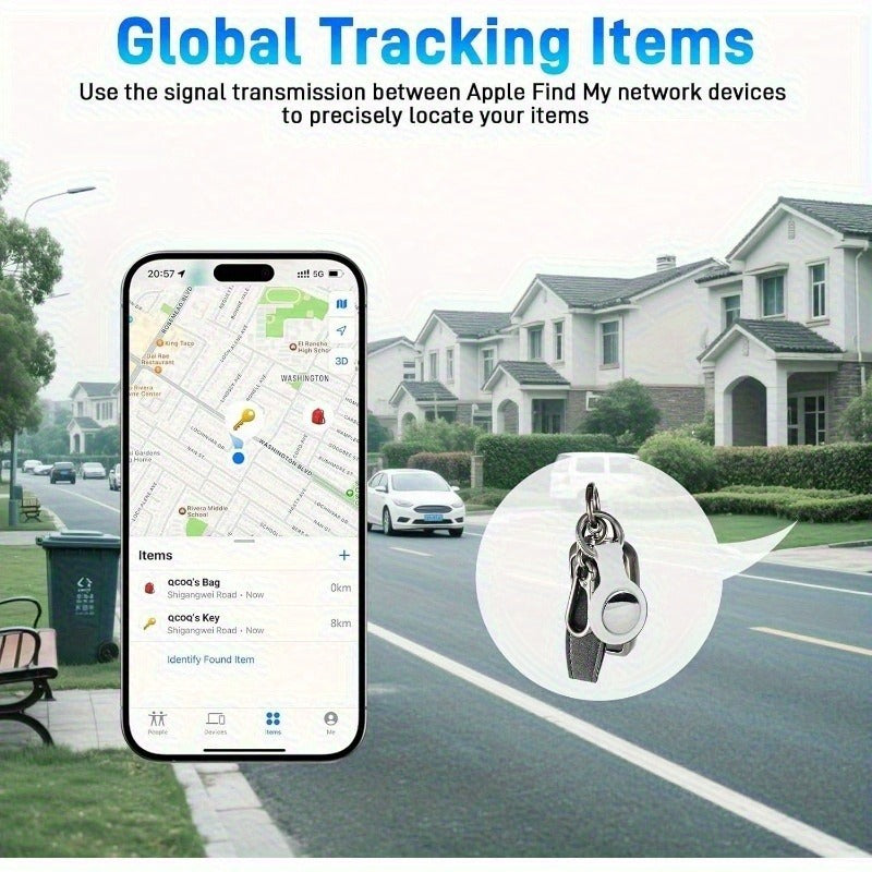 Wireless Smart Item Tracker Tags 2 Pack – Bluetooth Item Finder Compatible with Find My App (iOS), Replaceable Battery, Silicone Case Included, Lightweight Compact Locator for Keys, Luggage, Bags, Wallets & Pets