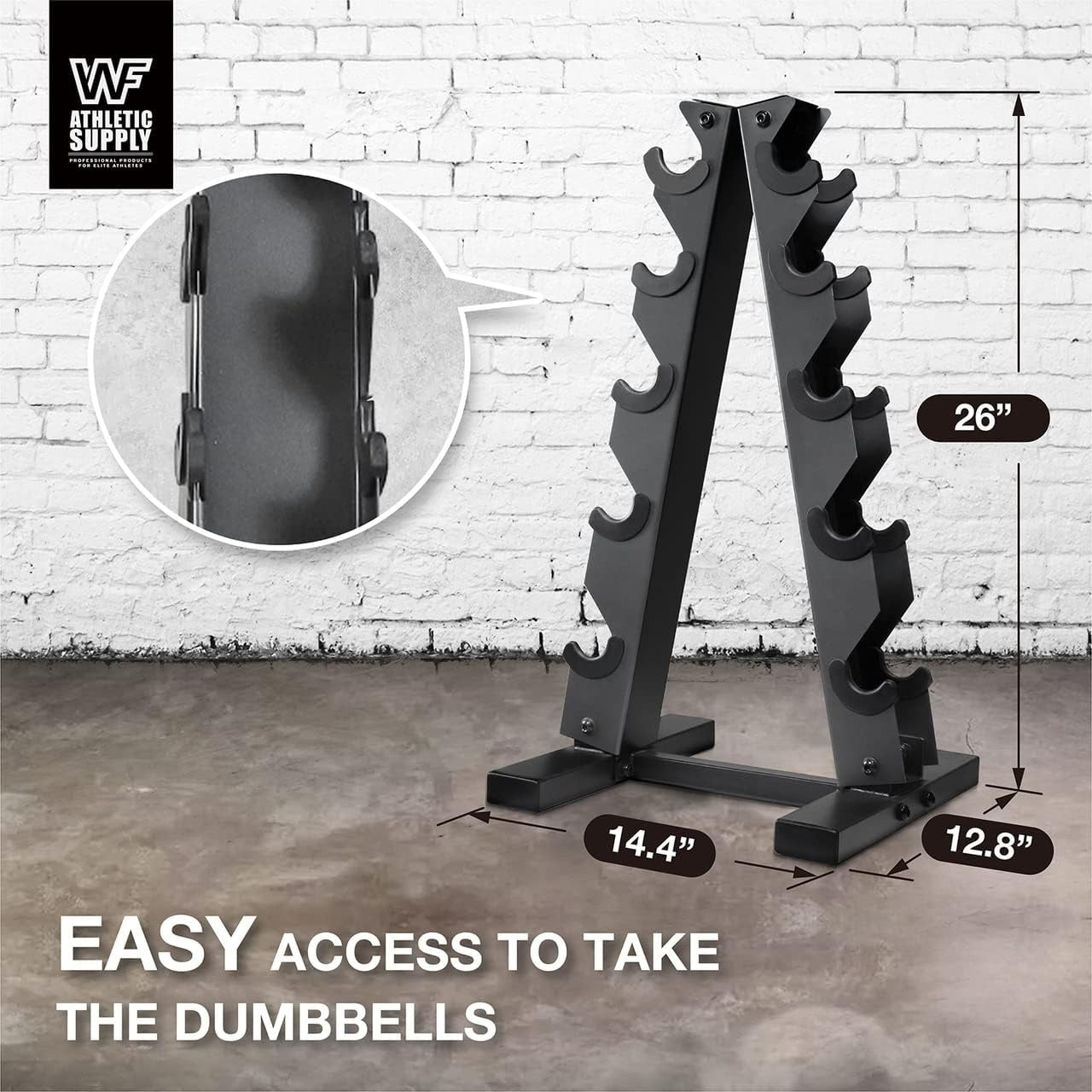 Dumbbell Rack A-Frame 5-Tier Heavy Duty Weight Storage Stand – Space-Saving Vertical Dumbbell Holder for Home Gym, Holds 5-25LB Hex & Rubber Dumbbells