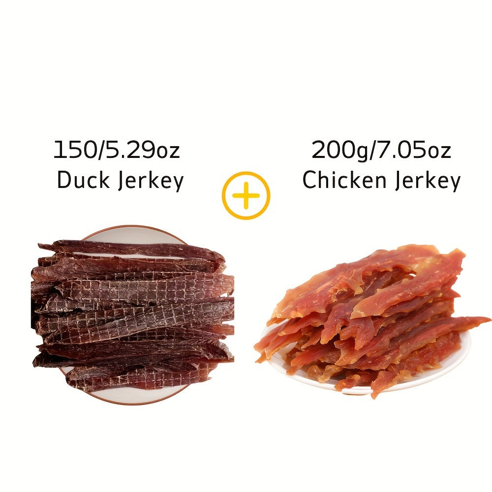 Dog Jerky Treats 400g Mixed Flavor Pack – Chicken & Duck Jerky, High Protein Low Fat, Long Lasting Chews, Digestible Training Reward Snacks for Small Medium Large Dogs