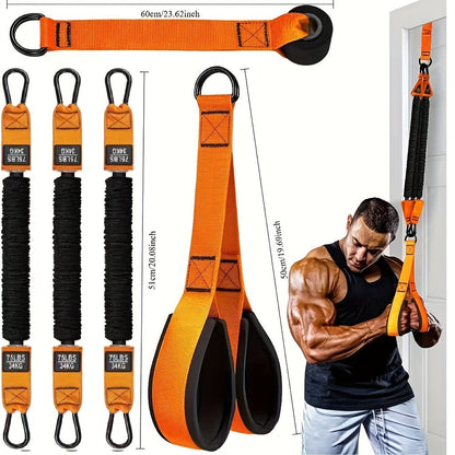 Resistance Bands Set 5pcs Heavy-Duty Rubber – Up to 225LBS Adjustable Resistance with Handle, Door Anchor & 3 Bands for Deltoid Press, Face Pull & Bicep Curl – Home Gym Workout Kit