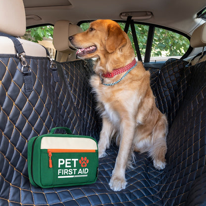 Pet First Aid Kit for Dogs & Cats – 50-Piece Emergency Supplies with Bandages, Gauze, Scissors & Disposable Booties, Portable Nylon Bag for Hiking Camping Travel, FSA HSA Eligible