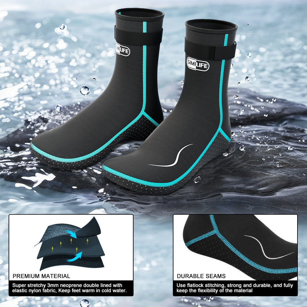 Neoprene Wetsuit Socks 3.5mm – High & Low Cut Water Booties, Non-Slip Anti-Abrasion for Diving Snorkeling Kayaking Beach Volleyball Surfing, S-XXL