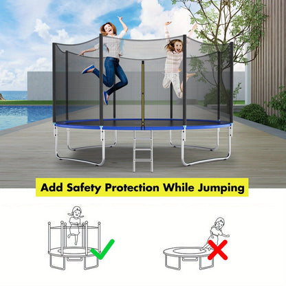 Trampoline Safety Net Replacement 12FT 14FT – PE Enclosure Net with Zipper Door & Safety Buckles for 8 Straight Poles