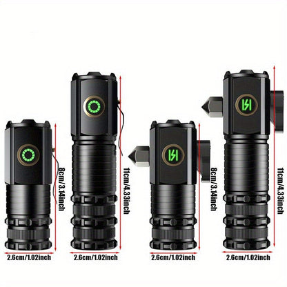 2000 Lumens Mini EDC Flashlight – Rechargeable 18650 Lithium Type-C, 4 Dimming Modes & Turbo, 300M Beam, Compact Pocket Torch for Camping, Hiking & Emergencies (Short/Long, Black/Classic)