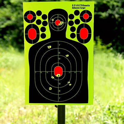 Splatter Shooting Targets Human Silhouette 20 Pack – Reactive Glow Fluorescent Paper Range Targets for Pistol, Rifle & Archery Training | High-Visibility Shot Placement Feedback
