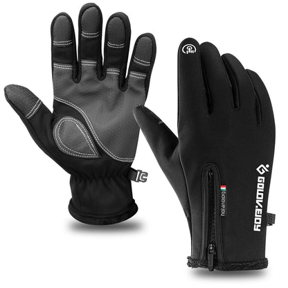 Windproof Knit Gloves for Outdoor Riding & Skiing – 2 Pairs Full-Finger Slip-Resistant Winter Gloves | 100% Polyamide Warm Gloves for Men & Women | S M L XL XXL | Black Gray