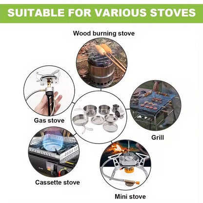 Camping Tableware Set 8 Piece Stainless Steel – Portable Outdoor Dining Set with Foldable Handle Plates, Cups & Utensils | Lightweight Camping Cookware for 2-3 People, Picnic, BBQ & Hiking