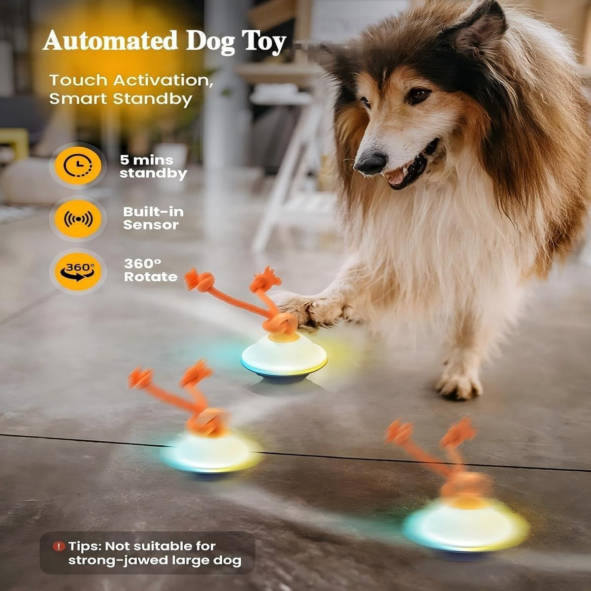 Automatic Rolling Dog Ball Toy with Rope - Motion-Activated Wicked Ball with Voice Recording, Interactive Self-Moving Stimulation Toy for Small Medium Dogs, Relieves Boredom & Anxiety