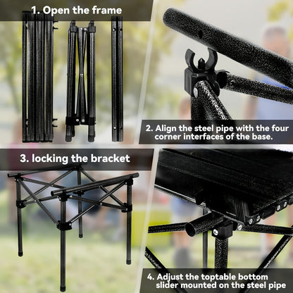 Folding Camping Table with Storage Bag – Large Portable Outdoor Picnic Table for Camping, BBQ, Garden, Backyard & Self-Driving Tours, Lightweight Foldable Car Picnic Table for Family Outdoor Use