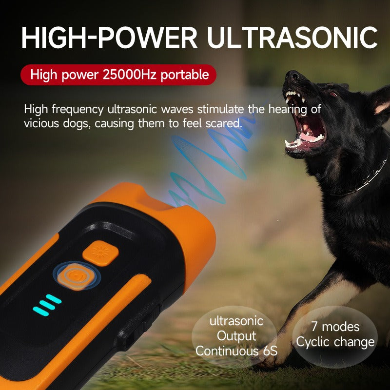 Ultrasonic Dog Bark Control Device with LED Flashlight - Adjustable Anti-Barking Trainer, Portable Indoor Outdoor Dog Behavior Corrector