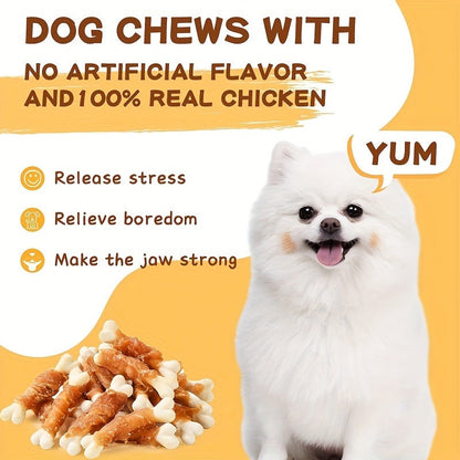 Chicken & Duck Wrapped Bone Biscuits Dog Treats – Hypoallergenic Grain-Free High Protein Low Fat for Small Medium Large Dogs