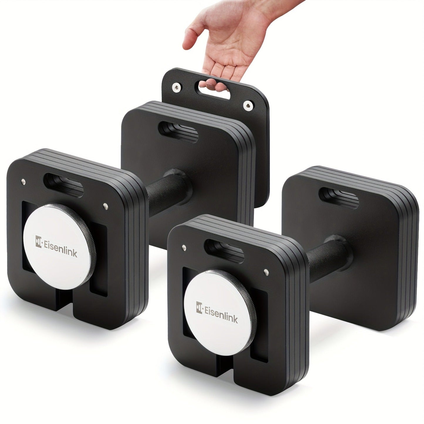Quick-Lock Adjustable Dumbbell Set 10–80LB – 5LB Increments Square Weight Plates for Home Gym Fitness, Compatible Longer Screws & Add-On Plates Available