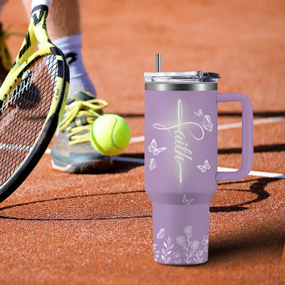 Christian Tumbler 40 oz Insulated with Lid & Straw – Faith-Inspired Religious Gift for Women, Hot & Cold Beverage Cup for Outdoor Sports, Camping & Daily Use, Thoughtful Christian Gift Idea