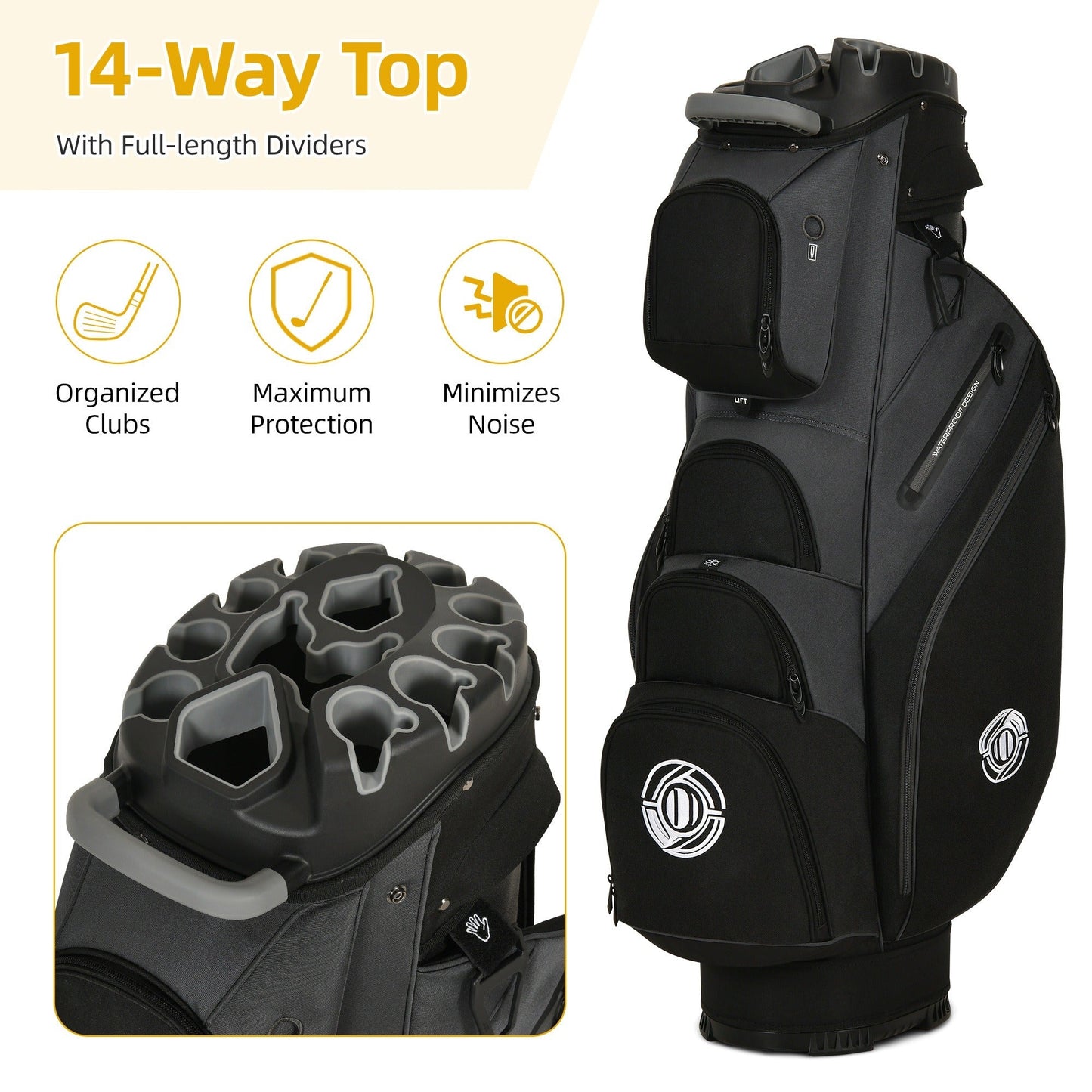 Hard Shell Golf Bag Armored Protective 900D High-Density Oxford Cloth Large Capacity Professional Equipment Travel Bag 105x27x38cm Deep Grey Business Color Matching