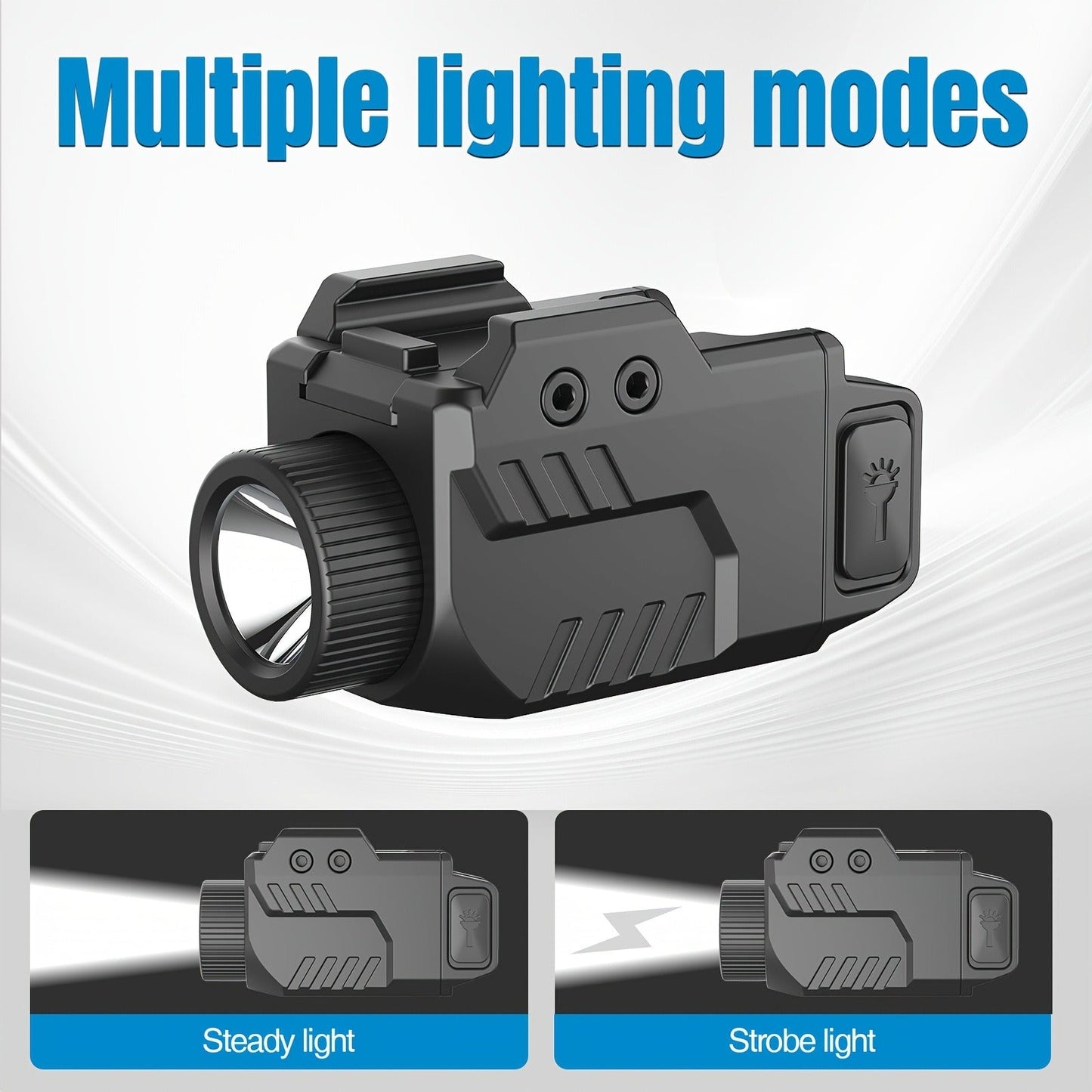 Pistol Light Tactical Flashlight - 800 Lumen USB Rechargeable Handgun Weapon Light with Picatinny Rail Mount for Pistols & Compact Firearms
