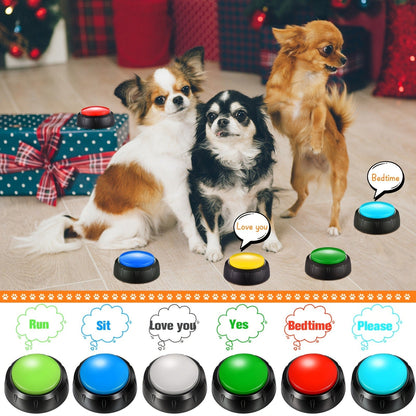 Dog Communication Buttons 12 Pack Recordable Talking Button Set 30 Second Voice Recording Pet Training Speaking Buttons 12 Colors Gift for Dogs Home Office