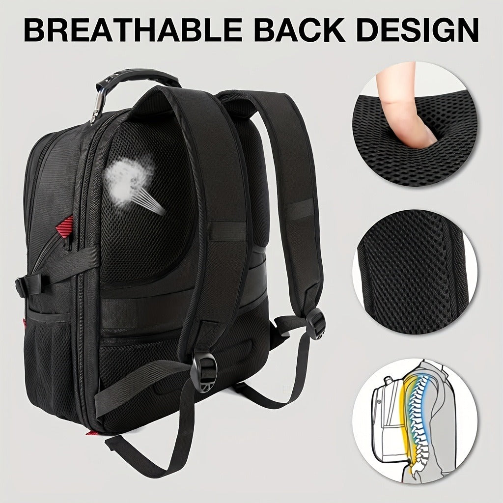 Large Laptop Backpack 50L – Fits 17 Inch Computer, Airline Approved Carry On, 3-Compartment Travel & College Backpack for Men Women | 8 Colors, Breathable Mesh Straps