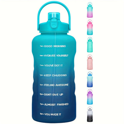 128oz 1 Gallon Water Bottle with Straw 2-in-1 Lid Tritan BPA-Free Motivational Time Marker Large Capacity Gym Sports Fitness Camping Outdoor Water Jug