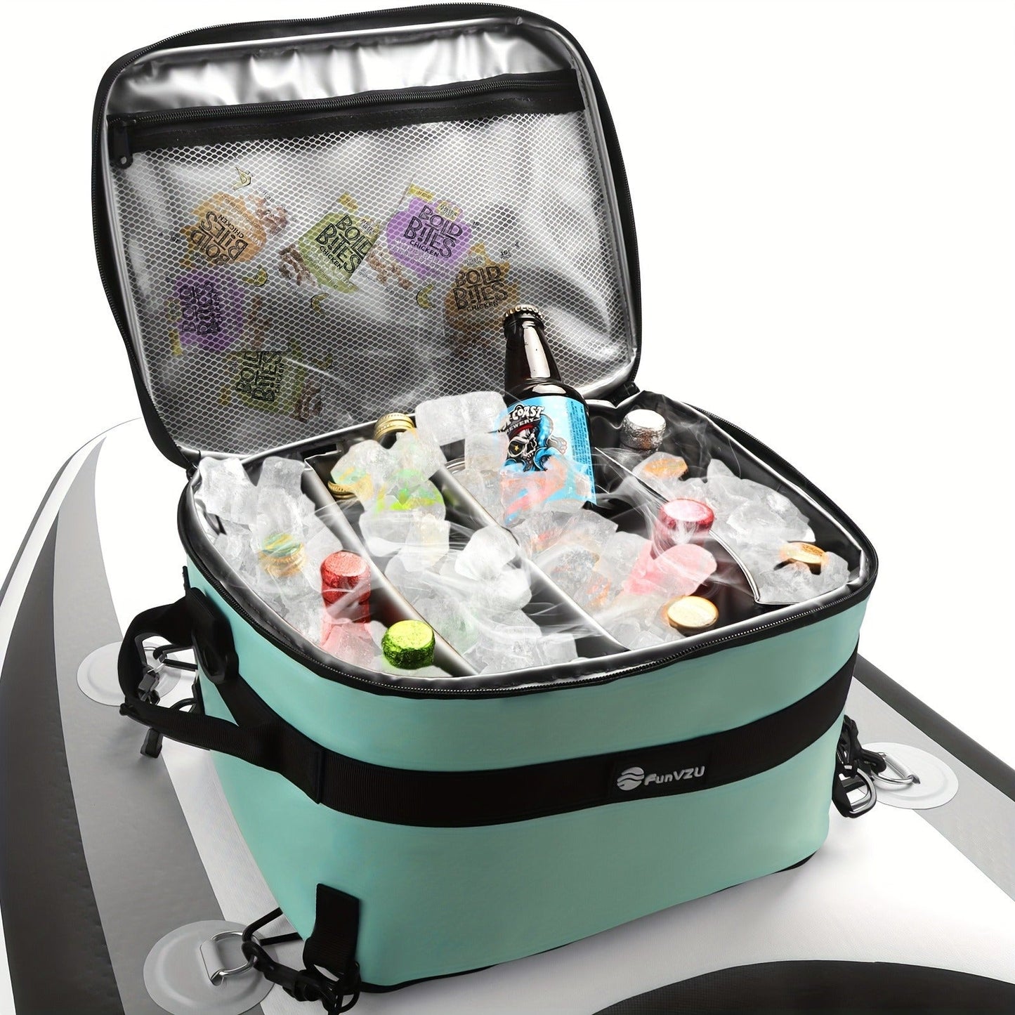 Paddle Board Cooler Bag Waterproof PVC – Insulated SUP Cooler with Mesh Top Pocket & Adjustable Straps | Ample Storage for Stand Up Paddleboarding, Kayaking & Water Sports Gear
