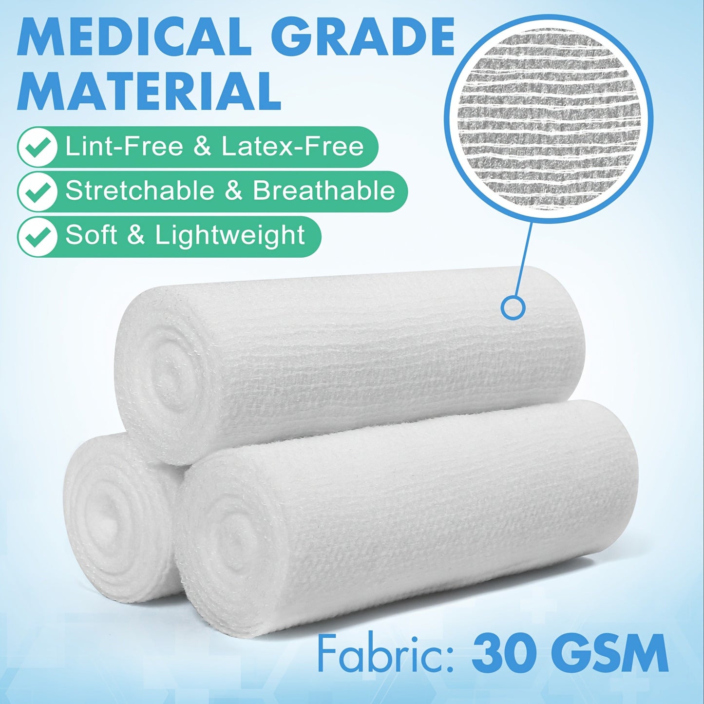 Stretch Gauze Bandage Roll 48 Count Individually Wrapped - 4 Inch x 4 Yards Latex Free Conforming Gauze Wrap for First Aid, Wrist, Knee, Wound Care, Hemostasis & Outdoor Emergency Medical Supplies