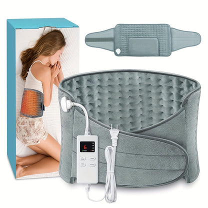 Electric Heating Belt for Back Pain Relief – 12x24 Inch Heated Waist Wrap with 6 Heating Levels, 4 Timer Settings & 6-Hour Auto Shutoff, Adjustable Fit for Men and Women