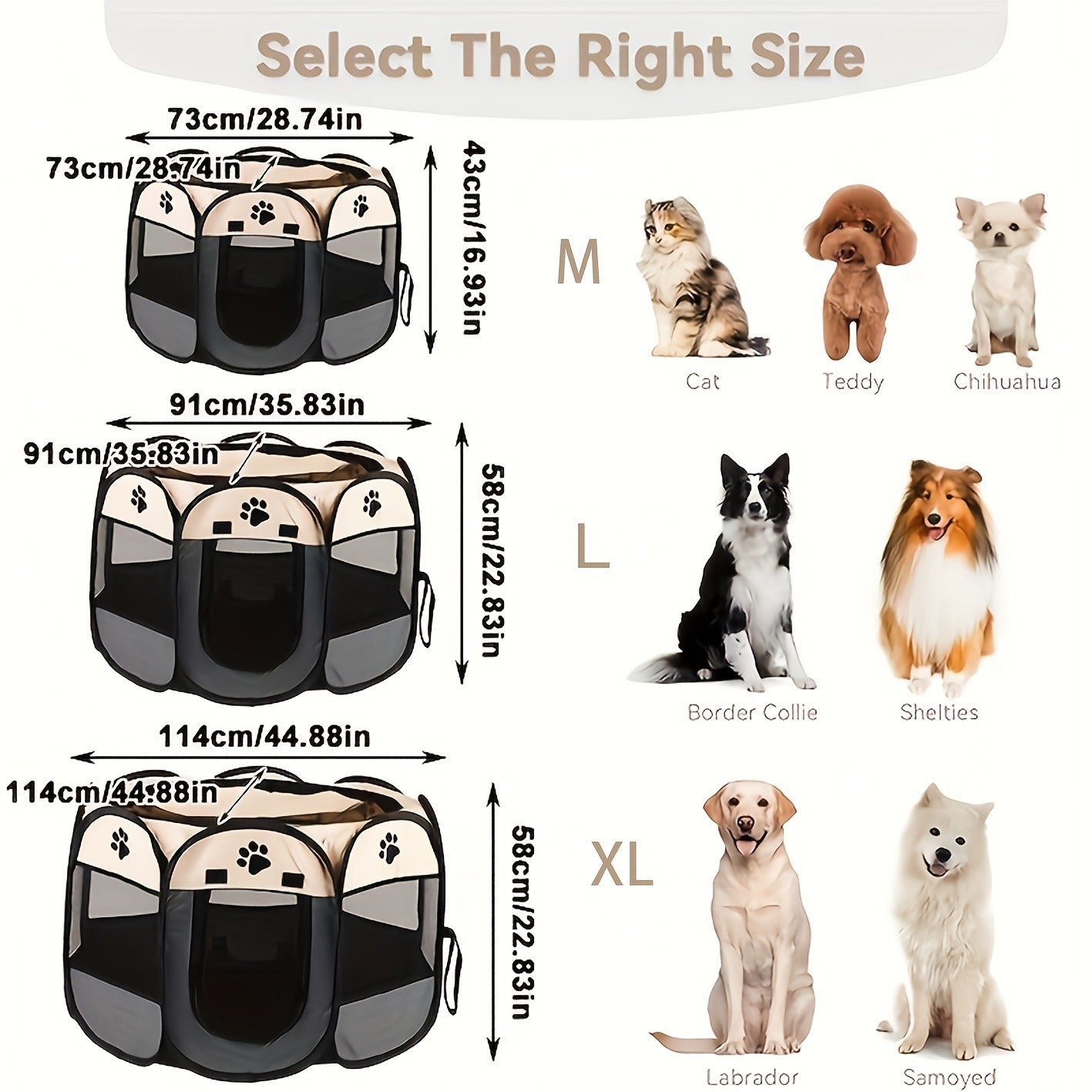 Foldable Octagonal Pet Tent & Playpen – Oxford Cloth Scratch-Resistant Dog Cage & Cat Kennel for Indoor & Outdoor Use, Portable Pet Fence for Puppies & Cats, Travel & Camping, M/L/XL