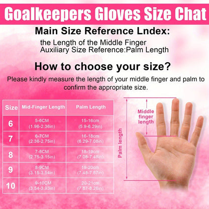 Soccer Goalkeeper Gloves Strong Grip Breathable Sizes 6-10 with Carry Bag