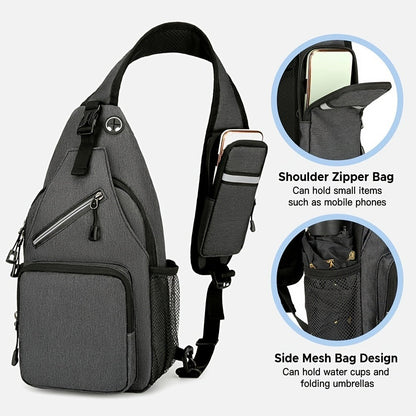 Sling Bag 2 Pack Lightweight Crossbody Backpack for Men Women Oxford Chest Shoulder Daypack Hiking Travel Casual Outdoor Bag Set Dark Grey Light Grey